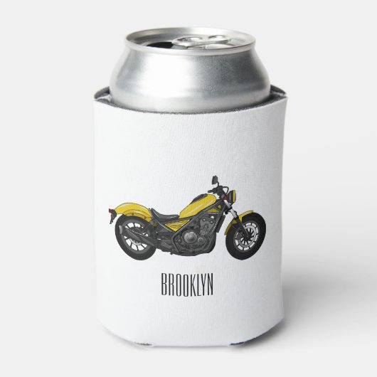 クルーザーのオートバイの漫画イラストレーション 缶クーラー (缶正面)