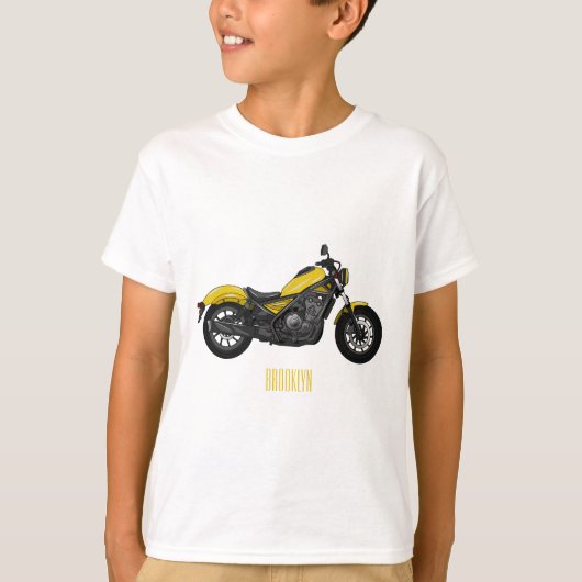 クルーザーのオートバイの漫画イラストレーション Tシャツ (正面)
