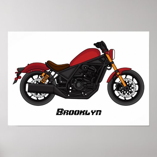 クルーザーカッコいいスタイルバイク ポスター (正面)