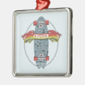 クルーザースケートボードスティックポケタトゥーデザイン メタルオーナメント (左)