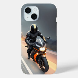 クルーザースタイリッシュバイクに乗るバイク乗り iPhone 15ケース