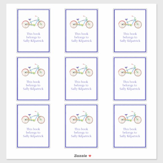 クルーザー自転車蔵書票シール シール (シート)