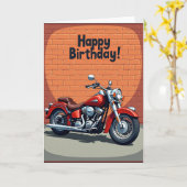 クルーザー バイクのバースデーカード カード (黄色い花)