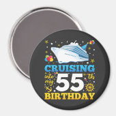 クルージングが55歳の誕生日パーティーサークルに マグネット (正面/裏面)