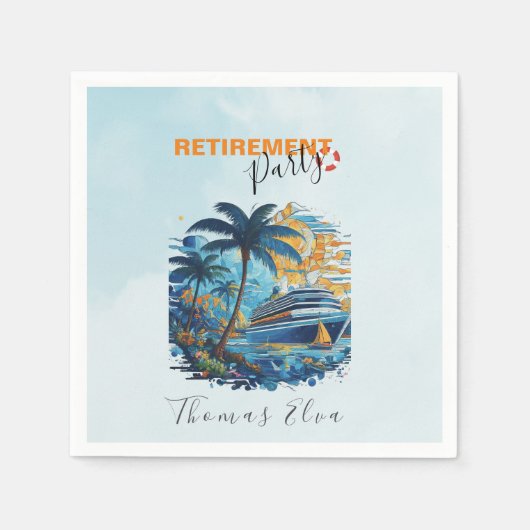 クルージングの退職パーティー、クルーズパーティー スタンダードカクテルナプキン (正面)