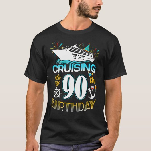 クルージングは私の90歳の誕生日クルー90th Crに Tシャツ (正面)
