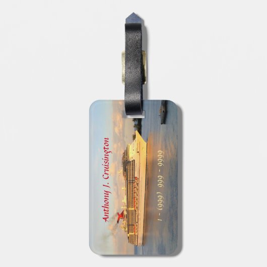 クルージングをナッソーにパーソナライズされた入れる ラゲッジタグ (裏面縦)