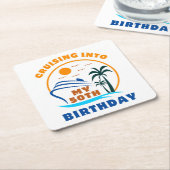 クルージングを私の50誕生日ボートに スクエアペーパーコースター (アングル)