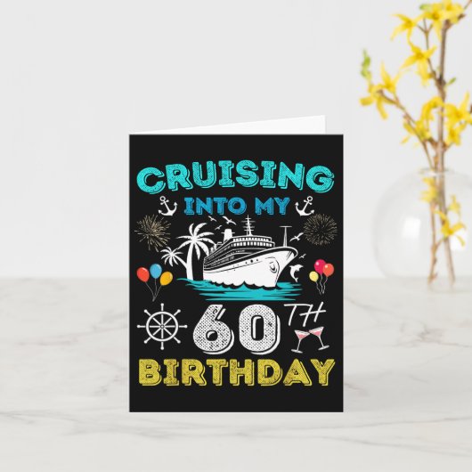 クルージングを私の60誕生日クルーズ60歳に カード (黄色い花)