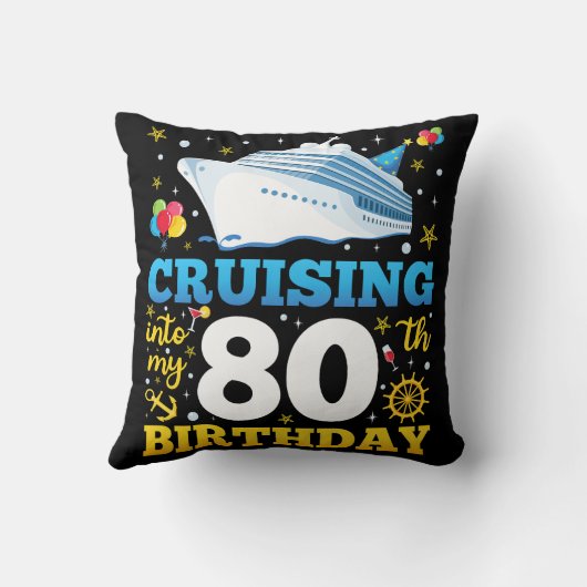 クルージングを私の80誕生日パーティーに クッション (裏面)