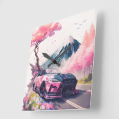 クルージングを通してさくらんぼの花 スクエア壁時計 (傾斜)