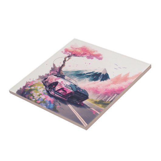 クルージングを通してさくらんぼの花 タイル (側面)