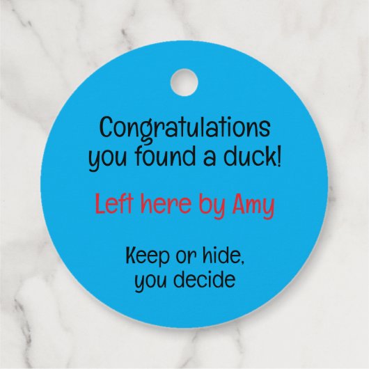 クルージングアヒルがゴムのアヒルを隠して探す フェイバータグ (裏面)
