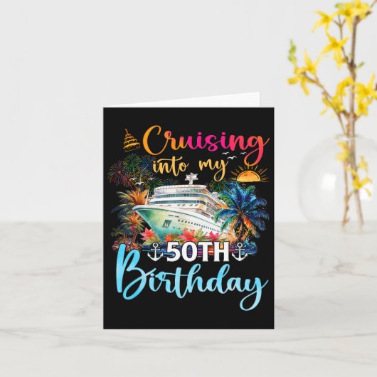 クルージングインマイ50誕生日ファミリークルーズ50 Bi カード (黄色い花)