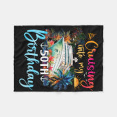 クルージングインマイ50誕生日ファミリークルーズ50 Bi フリースブランケット (正面(横))