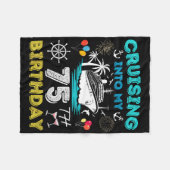 クルージングイン私の75誕生日クルーズ75歳 フリースブランケット (正面(横))