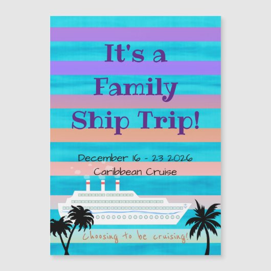 クルージングステートルームドアマグネットパープルとオレンジ マグネット招待状 (正面)