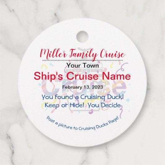 クルージングダックメッセージカード フェイバータグ (裏面)