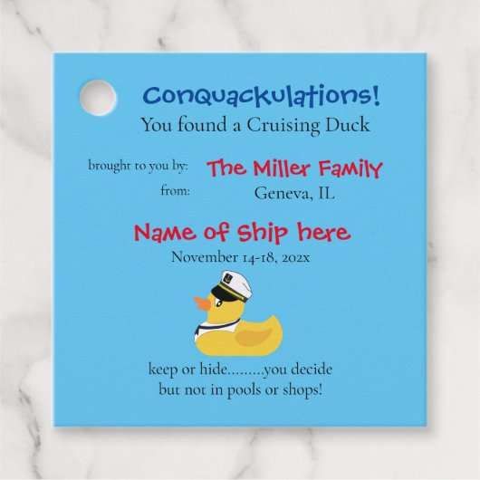 クルージングダックラベル フェイバータグ (正面)