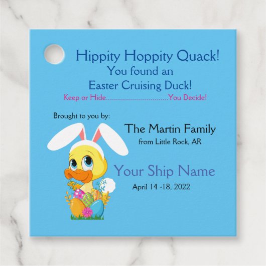 クルージングダックラベルfor Easter フェイバータグ (正面)