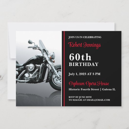 クルージングバイク誕生日招待状 招待状 (裏面)