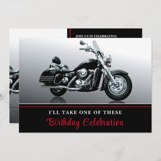 クルージングバイク誕生日招待状 招待状 (正面/裏面)