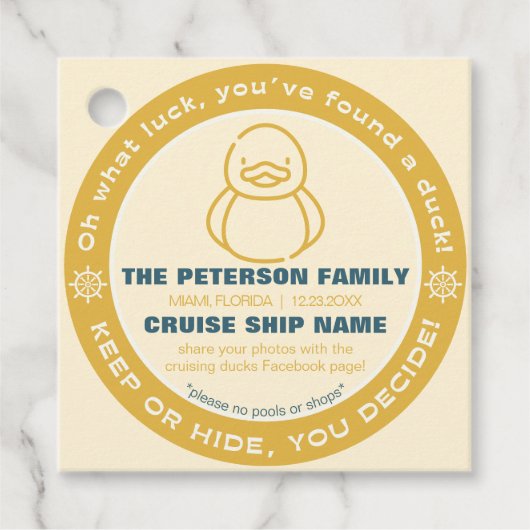 クルージング保ダックまたは非表示ゲームラベル フェイバータグ (正面)