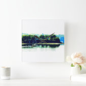 クルージング帆船の壁掛け時計 スクエア壁時計 (ホーム)