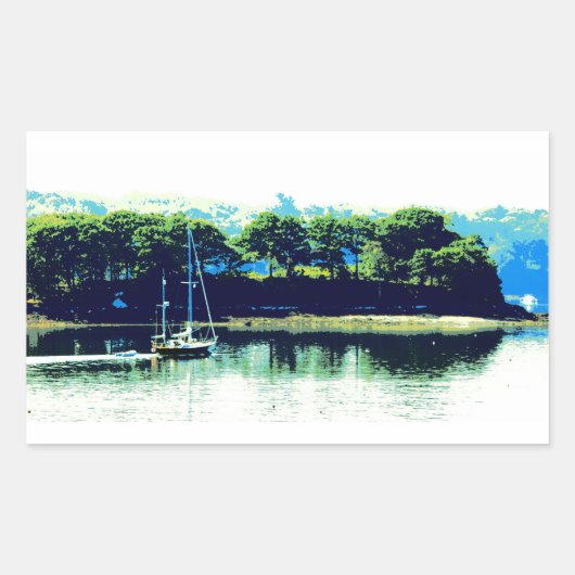 クルージング帆船シール 長方形シール (正面)