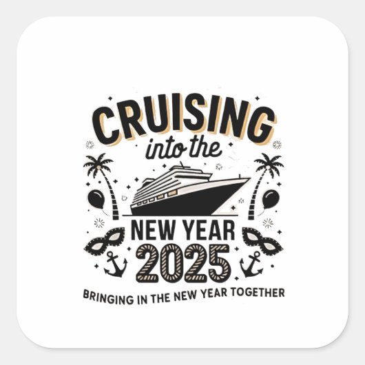 クルージング2025家族で思い出を作る スクエアシール (正面)