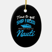 クルージング|ボートおもしろいパーティーの船乗りファミリークルーズ セラミックオーナメント (正面)