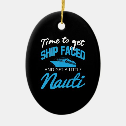 クルージング|ボートおもしろいパーティーの船乗りファミリークルーズ セラミックオーナメント (正面)
