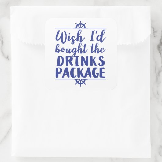 クルーズおもしろいバケーションドリンクアルコール引用文 スクエアシール (バッグ)