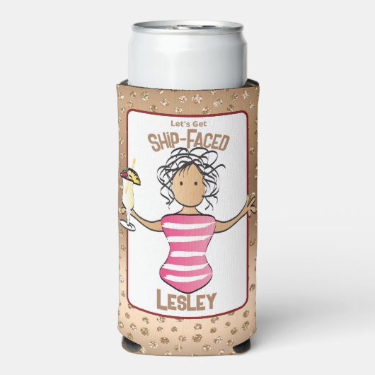 クルーズおもしろいビーチバケーションフォームドリンク スリム缶クーラー (Seltzer正面)