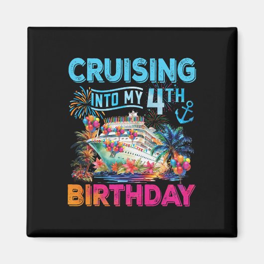 クルーズで4歳の誕生日旅行クルーズ誕生日 マグネット (正面)