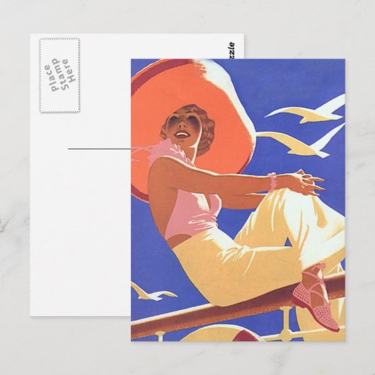 クルーズの女性 ポストカード (正面/裏面)