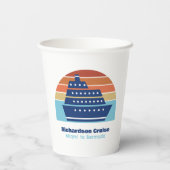 クルーズカッコいいシップ家族旅行サンセットパーソナライズされた 紙コップ (裏面)