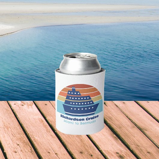 クルーズカッコいいシップ家族旅行サンセットパーソナライズされた 缶クーラー