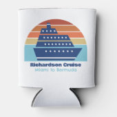 クルーズカッコいいシップ家族旅行サンセットパーソナライズされた 缶クーラー (正面)