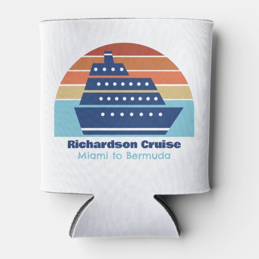 クルーズカッコいいシップ家族旅行サンセットパーソナライズされた 缶クーラー (正面)