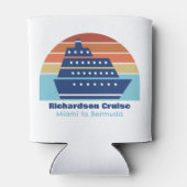 クルーズカッコいいシップ家族旅行サンセットパーソナライズされた 缶クーラー (裏面)