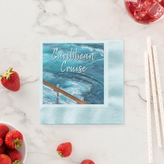 クルーズカリブのターコイズウォーター旅行写真 縁ありカクテルナプキン (インサイチュ)