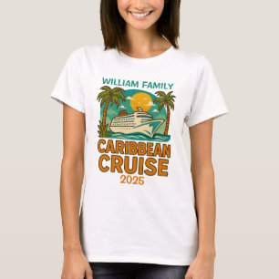 クルーズカリブの名前をカスタムすると日付 Tシャツ
