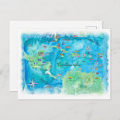 クルーズカリブの旅行ポスターマップアンティル ポストカード (正面/裏面)