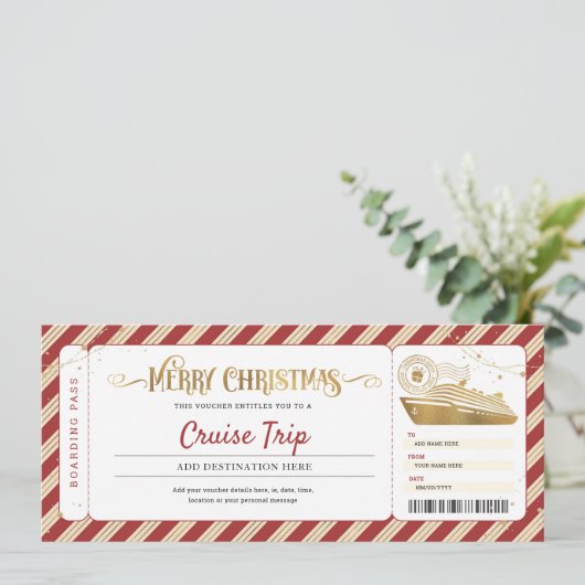 クルーズクリスマス搭乗券ギフトチケット 招待状 (スタンド正面)