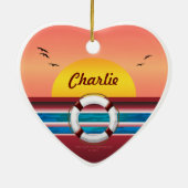 クルーズシップおじいちゃんパーソナライズされたハート セラミックオーナメント (裏面)
