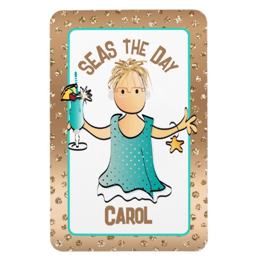 クルーズシップおもしろいドアシーズザデイバラ金ゴールド マグネット (縦)