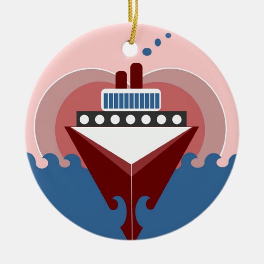 クルーズシップラブダブルサイドラウンドオーナメント セラミックオーナメント (正面)