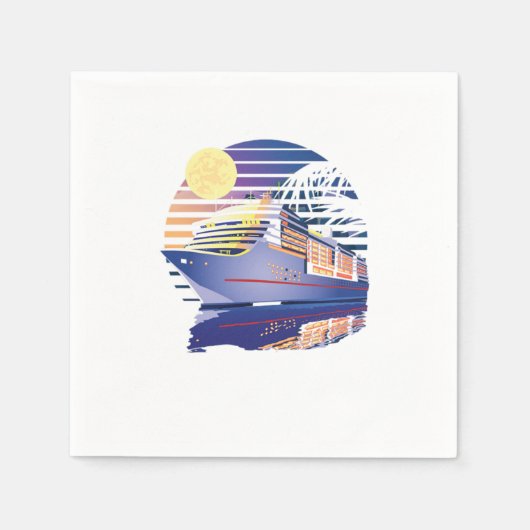クルーズシップレトロヴィンテージサンセットクルージングクルーズV スタンダードカクテルナプキン (正面)