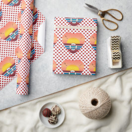 クルーズシップ夕日ハートラッ航海のピング紙 ラッピングペーパー